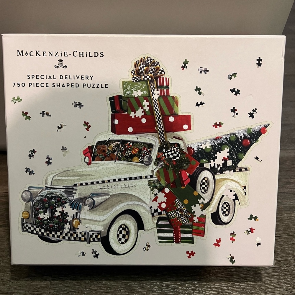 MacKenzie-Childs Festive Truck Puzzle with Red and Green Accents